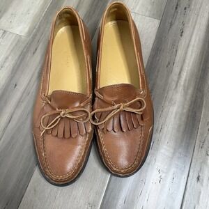 Cole Haan Men's Brown Leather Fringe Loafers Slip On Dress Shoes Size 11.5